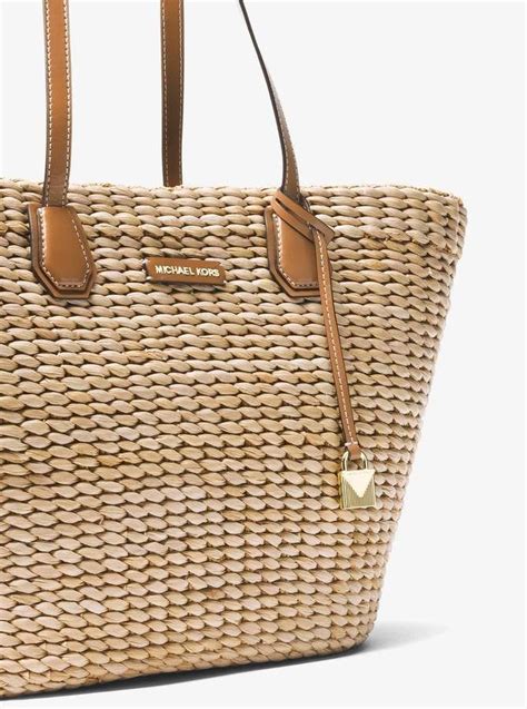 michael kors beach bag straw|michael kors straw shoulder bag.